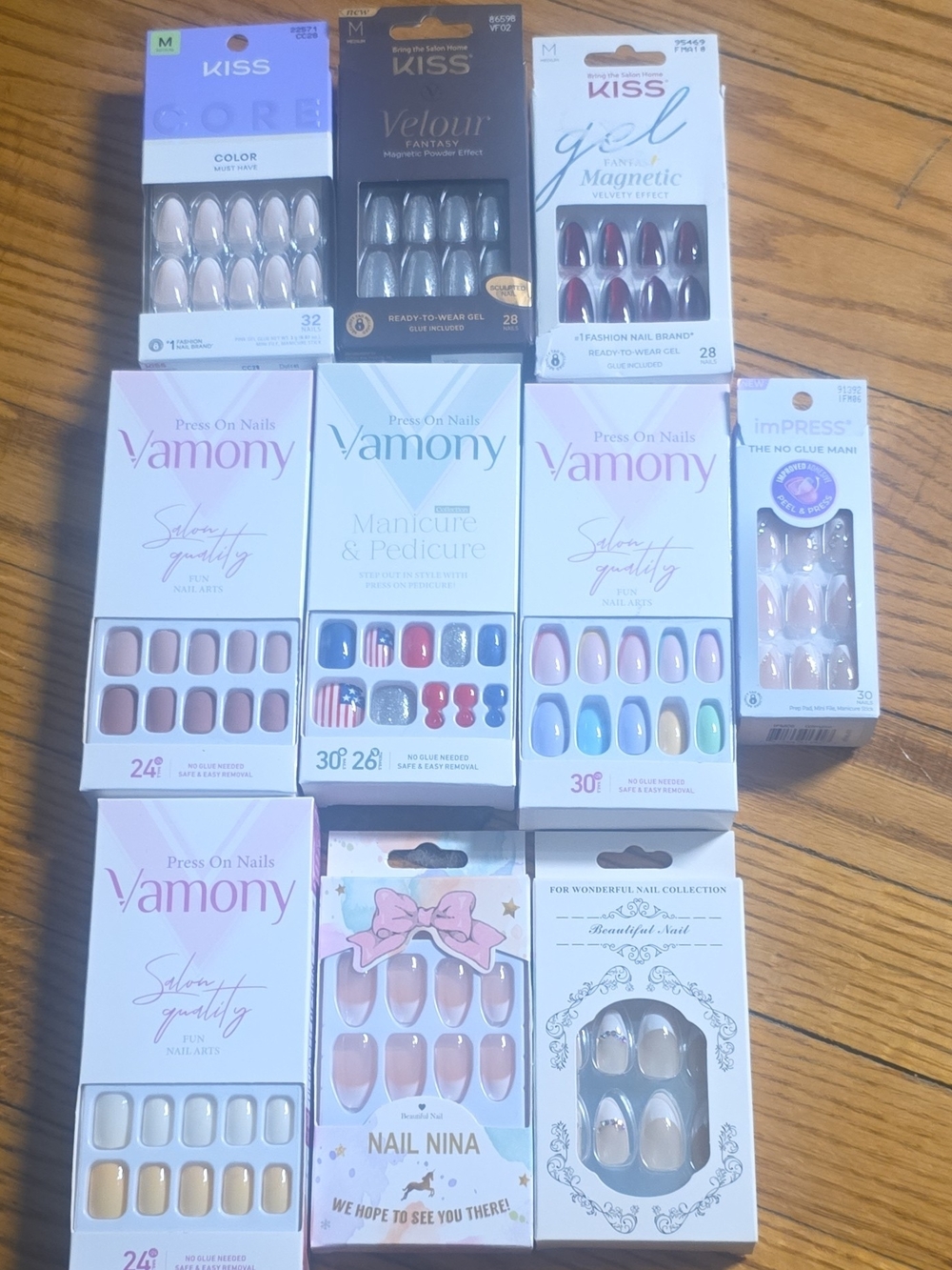 KISS & Vamony Mixed Press-On Nail Lot -  10 Packs